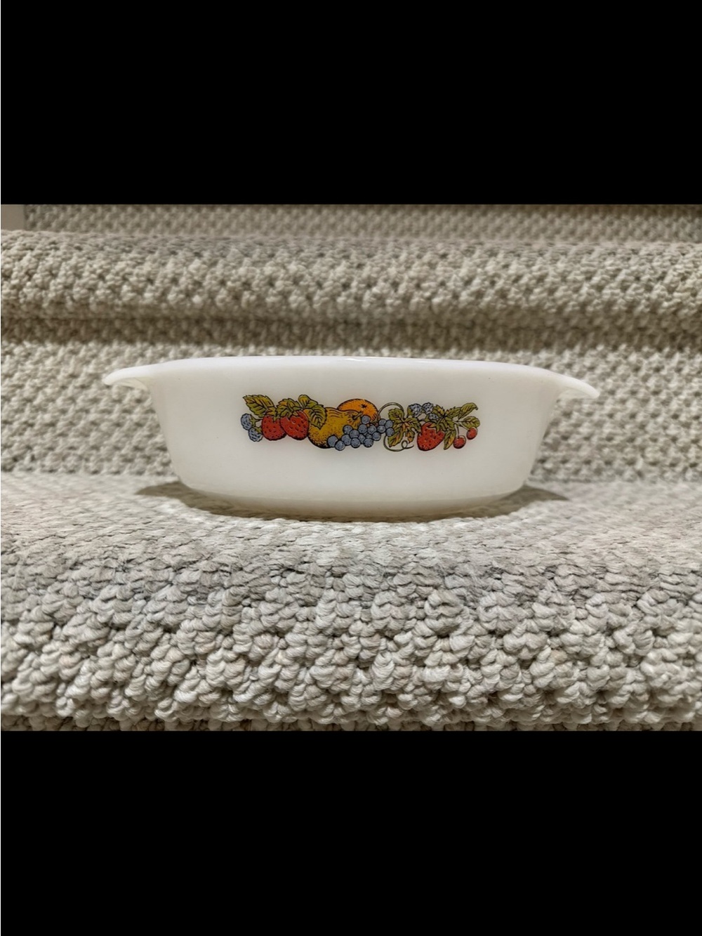 Pyrex White Casserole Dish with Colorful Fruit Motif